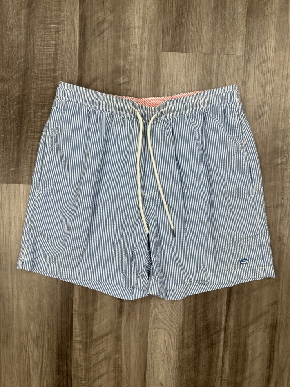 Southern Tide Seersucker Striped Swim Trunks - Medium